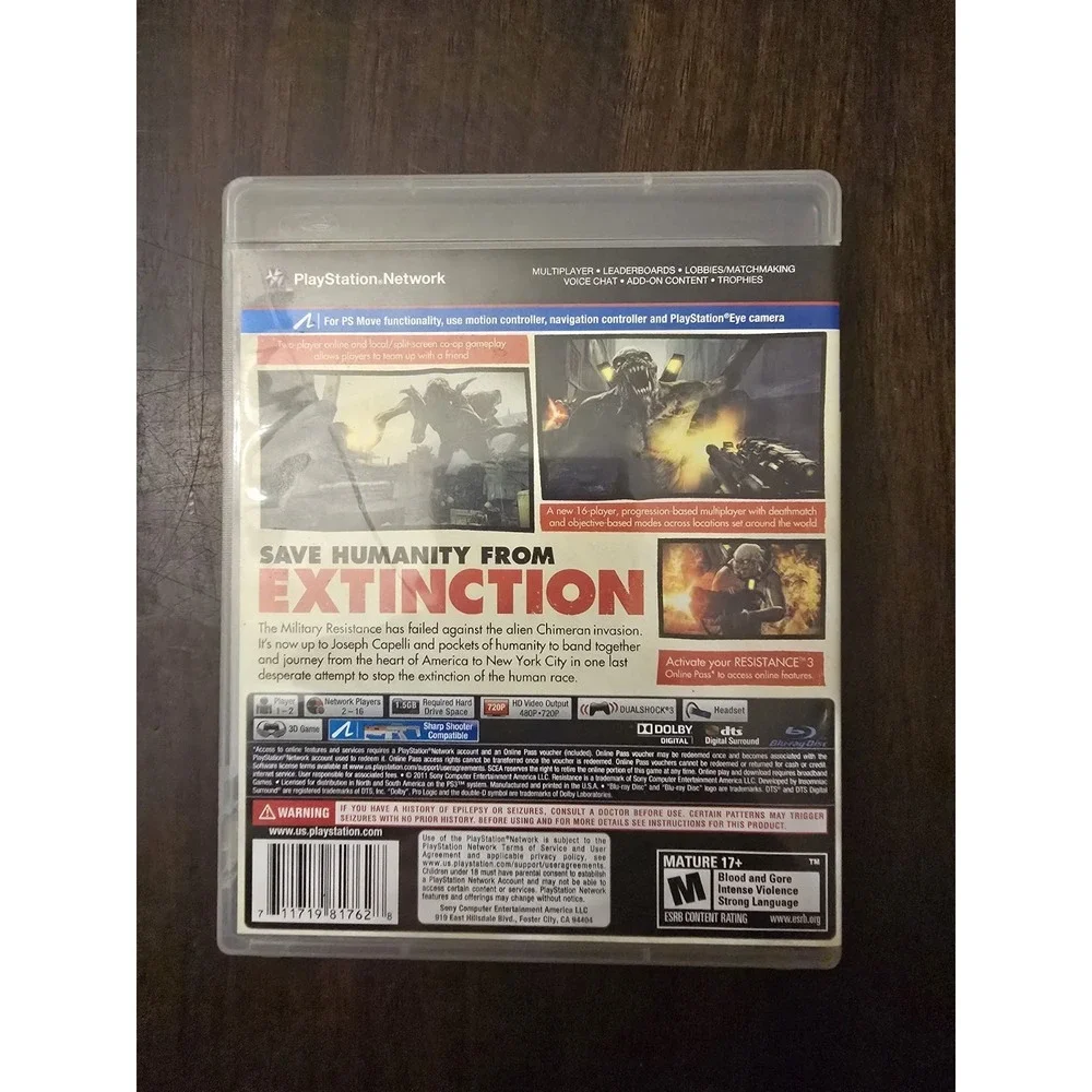 Resistance 3 (Sony PlayStation 3, 2011) PS3 Complete And Tested!